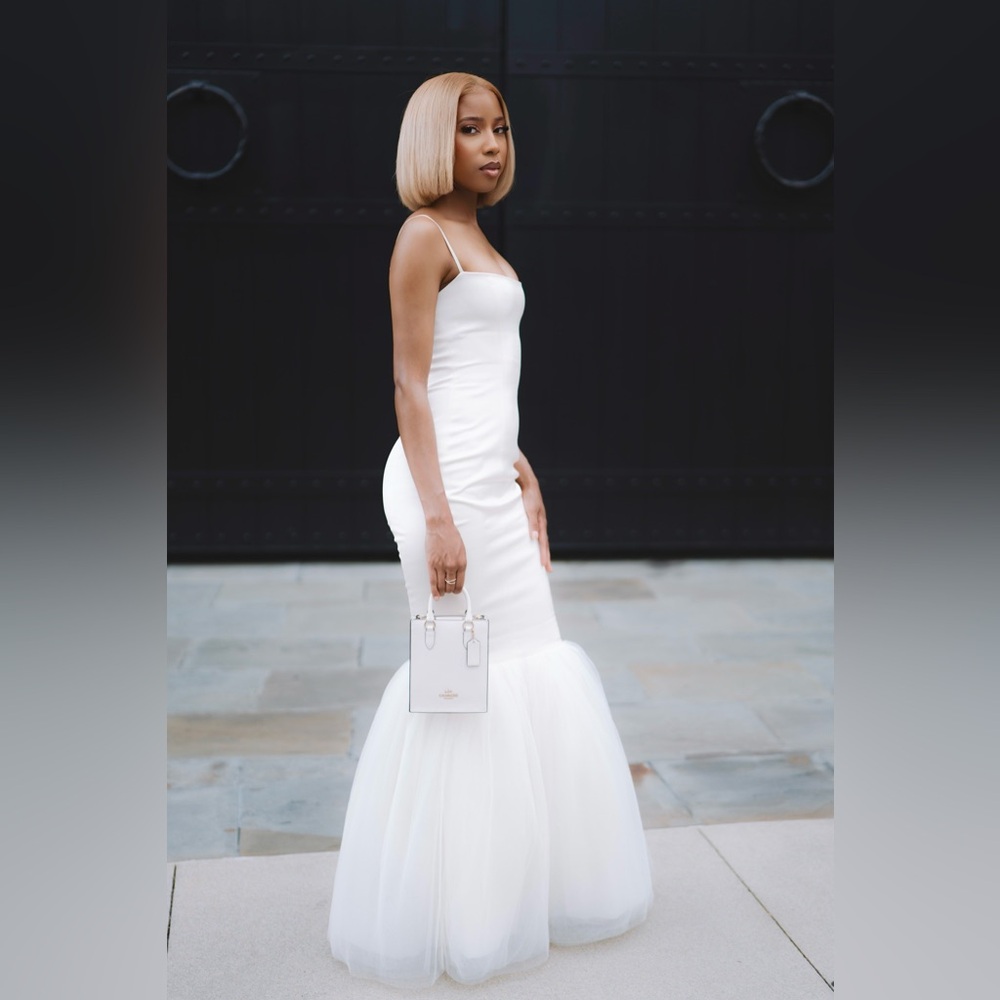 Oh Polly - Ivory Tulle Hem Fishtail Gown, worn once for birthday photos